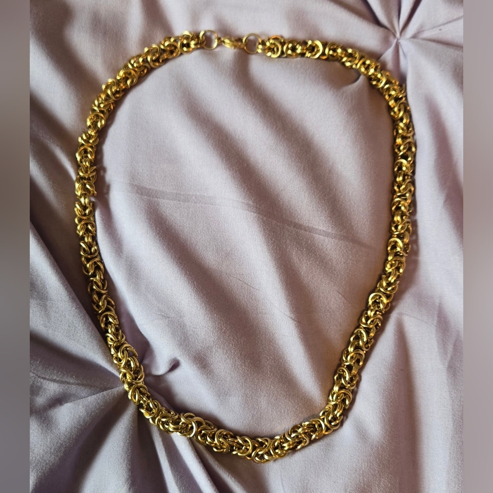 Elegant Gold Layerd Stainless Steel Chain Necklace 21"